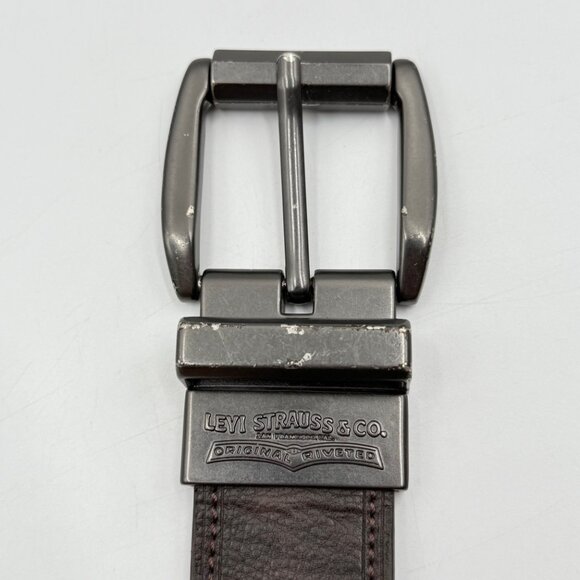 Levi's Reversible Black Brown Belt Synthetic Leather 1.5" W Size 34 READ - Picture 2 of 8